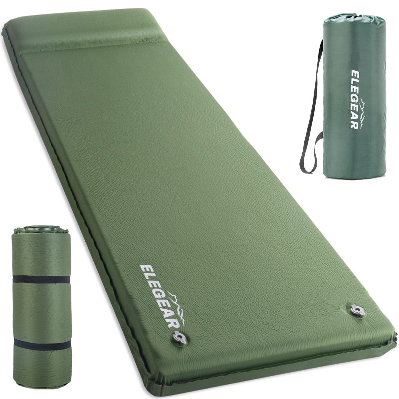 Elegear CumbreX Self Inflating Sleeping Pad 315 UltraThick Memory Foam Camping Pad with Pillow Fast Inflating in 20s Insulated Camping Mattress Pad 4Season Camp Sleeping Mat for CampTravelTent - Image 2
