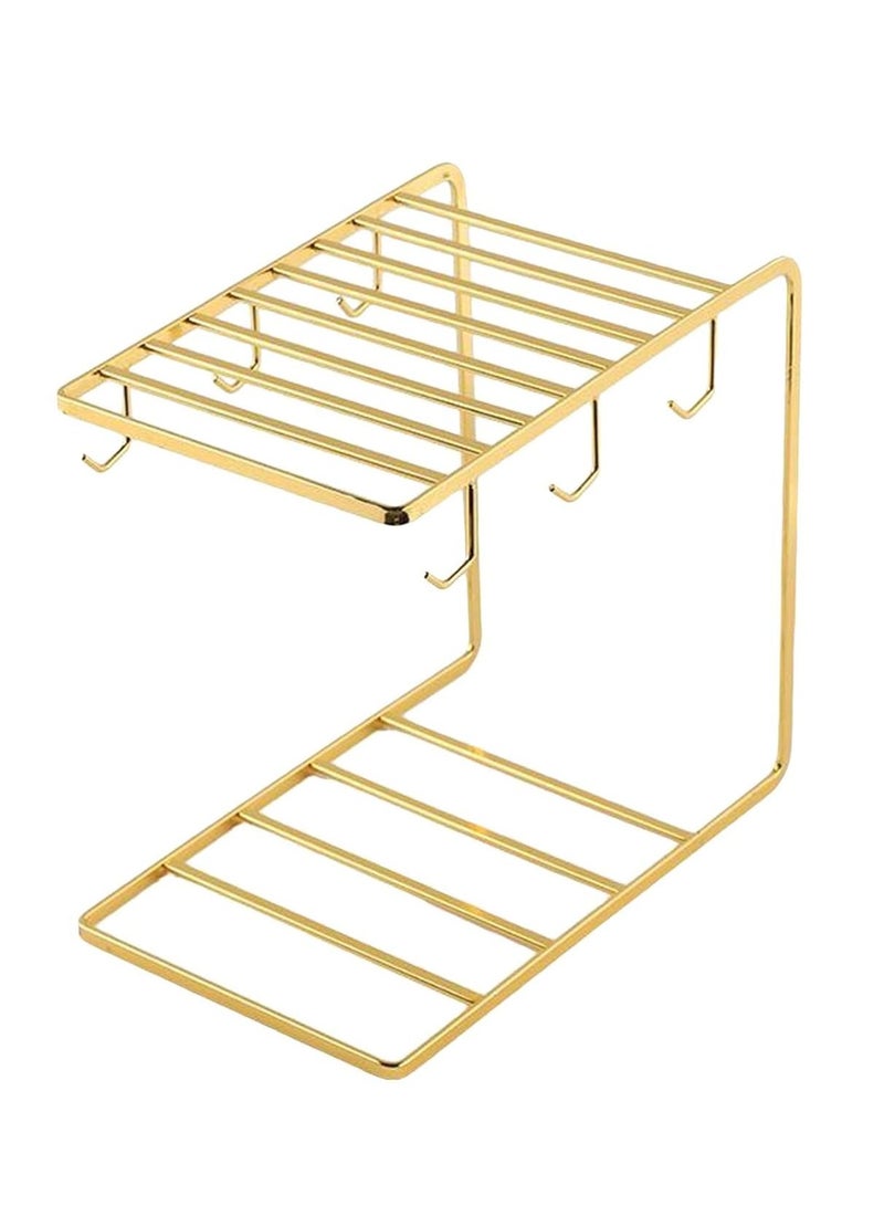 DubaiGallery 6 Cup Drying Rack Drinking Glass metal Stand and Mug Tree for Kitchen Countertop-Gold - Image 4