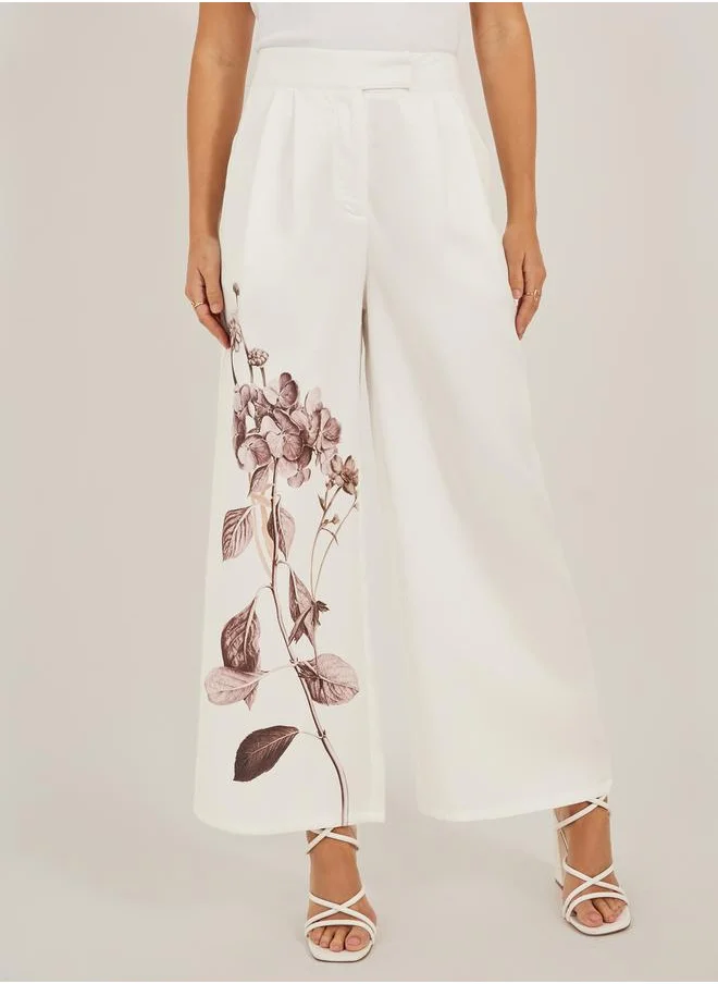 ستايلي Styli Floral Print Pleated Wide Leg Pants