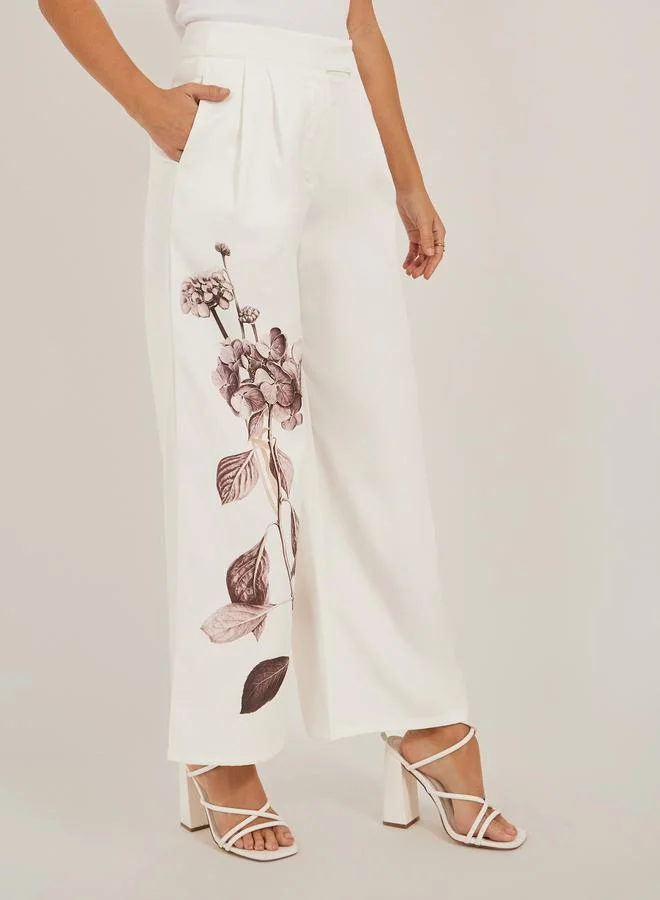 Styli Styli Floral Print Pleated Wide Leg Pants