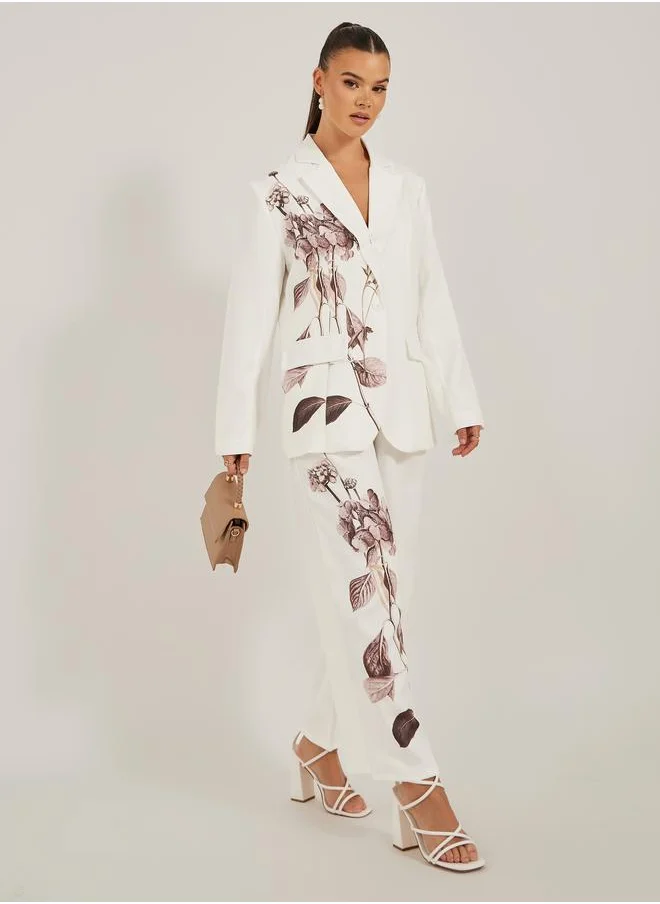 ستايلي Styli Floral Print Pleated Wide Leg Pants