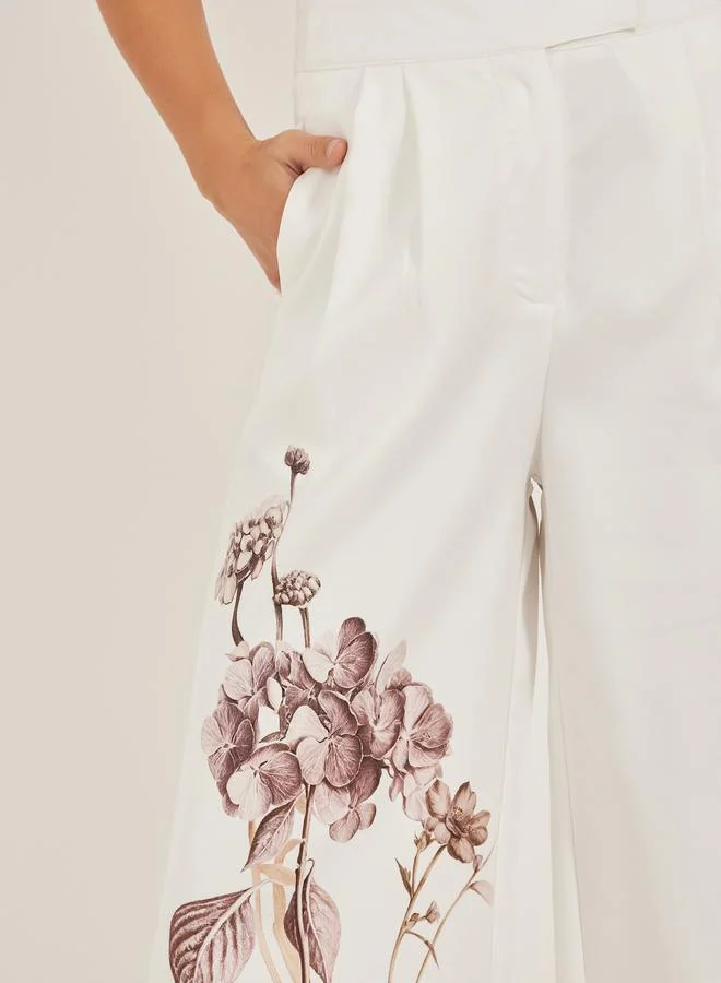 Styli Styli Floral Print Pleated Wide Leg Pants