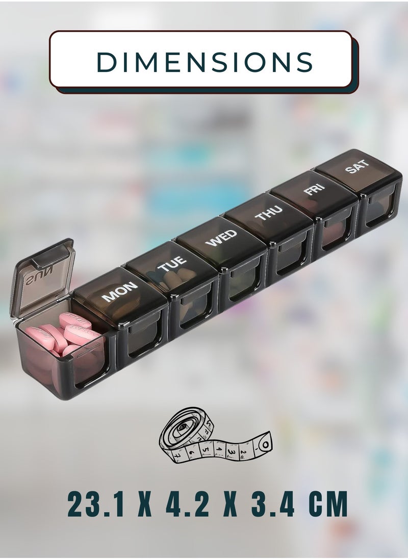 Sortify 7 Day Pill Organizer Black, Never Miss a Dose With Large Pill Box, Medicine Organizer Travel Pill Case For Pills, Vitamins & Fish Oil, Weekly Pill Organizer with Large Capacity  - Image 4