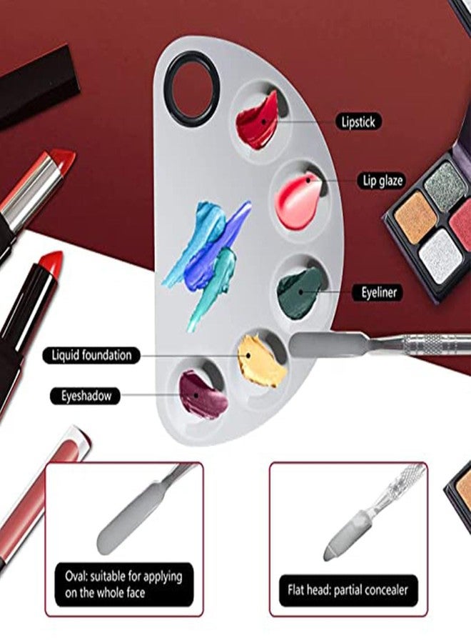 LELE Makeup mixing Plate/Pallet HalfRound Shape with spatula Stainless steel - Image 4