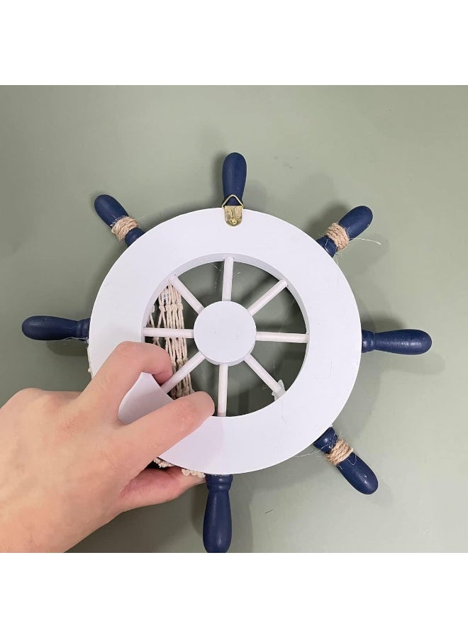 Nautical Wooden Ship Wheel Decoration Boat Ship Steering Wall Art Decor Wooden Ship Wheel Wall Hanging Ornament Beach Theme Home Decoration - Image 3