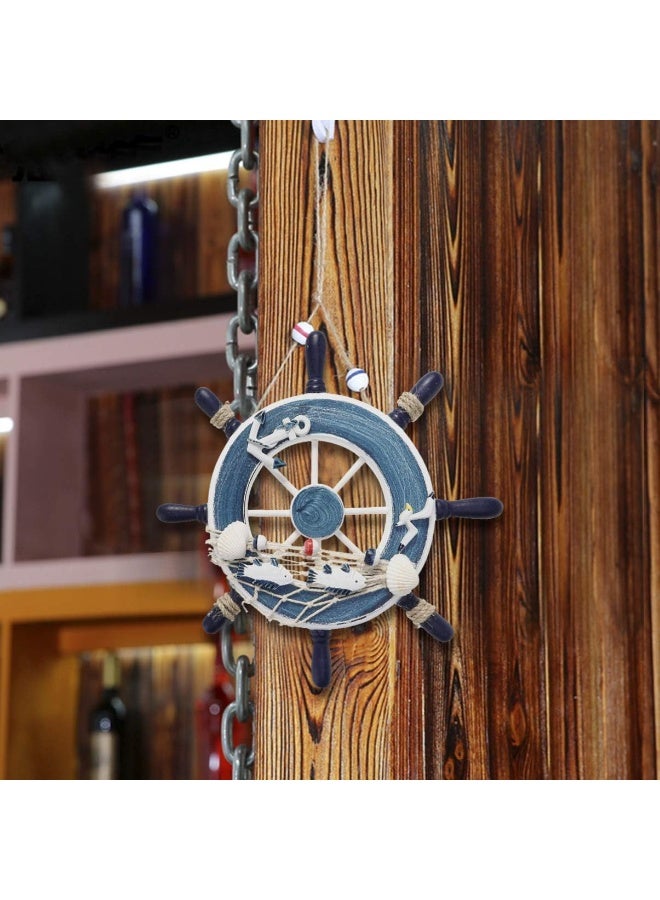 Nautical Wooden Ship Wheel Decoration Boat Ship Steering Wall Art Decor Wooden Ship Wheel Wall Hanging Ornament Beach Theme Home Decoration - Image 5
