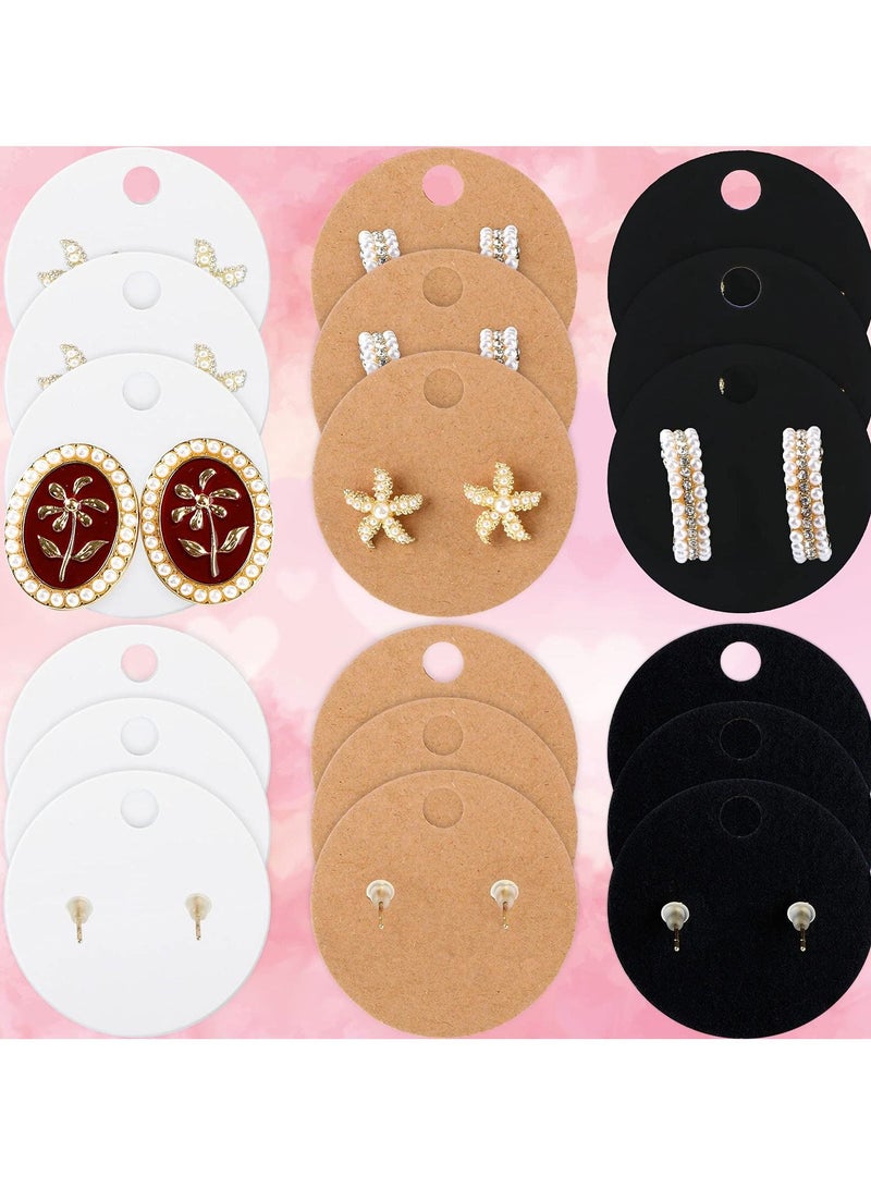 Y&D Earring Display Card, Card Stock, Wordless Kraft Stud Holder Label Round Cardboard for DIY Jewelry and Packaging (300 Pieces, 3 Colors) - Image 3