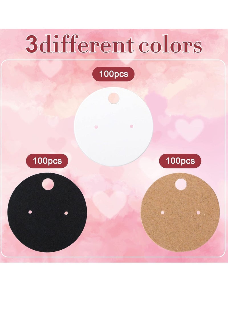 Y&D Earring Display Card, Card Stock, Wordless Kraft Stud Holder Label Round Cardboard for DIY Jewelry and Packaging (300 Pieces, 3 Colors) - Image 5