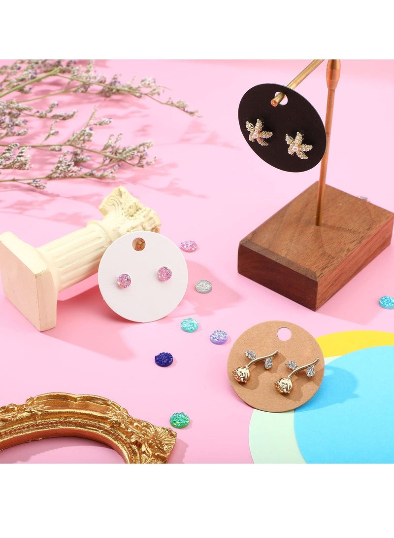 Y&D Earring Display Card, Card Stock, Wordless Kraft Stud Holder Label Round Cardboard for DIY Jewelry and Packaging (300 Pieces, 3 Colors) - Image 4