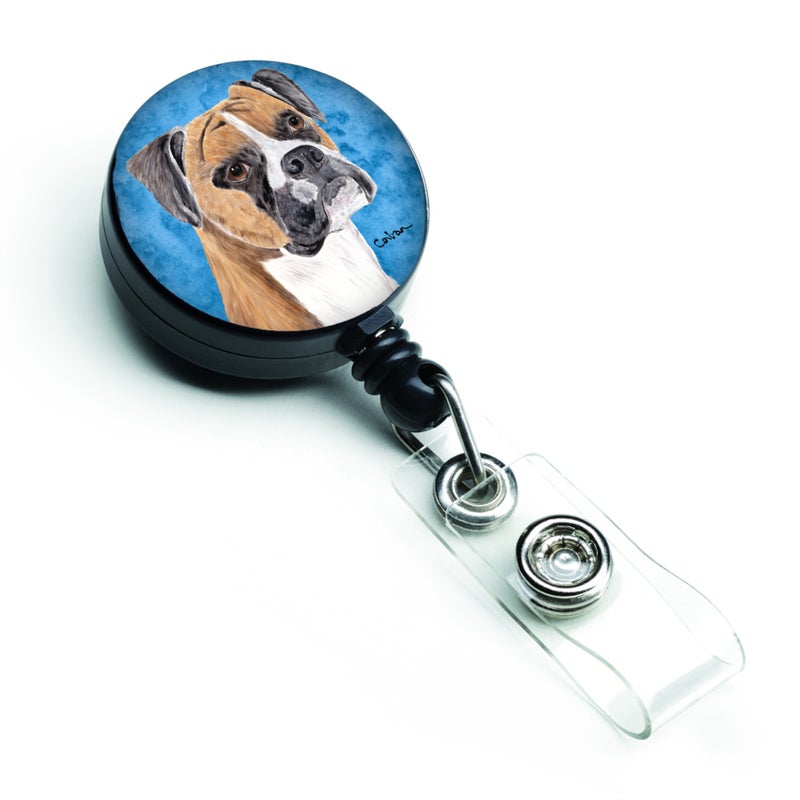 ""Caroline's Treasures Boxer Retractable Badge Reel or ID Holder with Clip  Multicolor (SC9121BU-BR)""