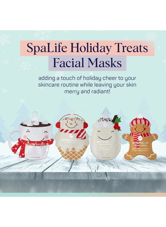 SpaLife Holiday Treats Facial Masks 12-Pack Assorted - Festive Christmas Skincare for Hydration and Refreshment - Gingerbread, Sundae, Cocoa & Eggnog - Image 5