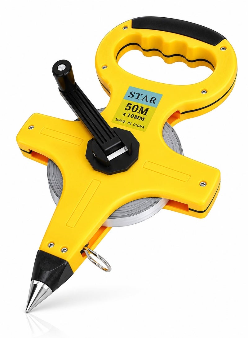 STAR 50 Meter Steel Measuring Tape with Hand Crank, Dual Scale SAE/Metric, ABS Body, Alloy Steel Blade, Survey Tape for Construction and Engineering - Image 1
