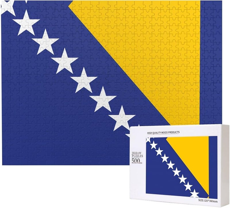 Bosnia And Herzegovina Flag Jigsaw Puzzle 500 Pieces For Adults Home Decor 20 4 X 15 Inches - Image 1