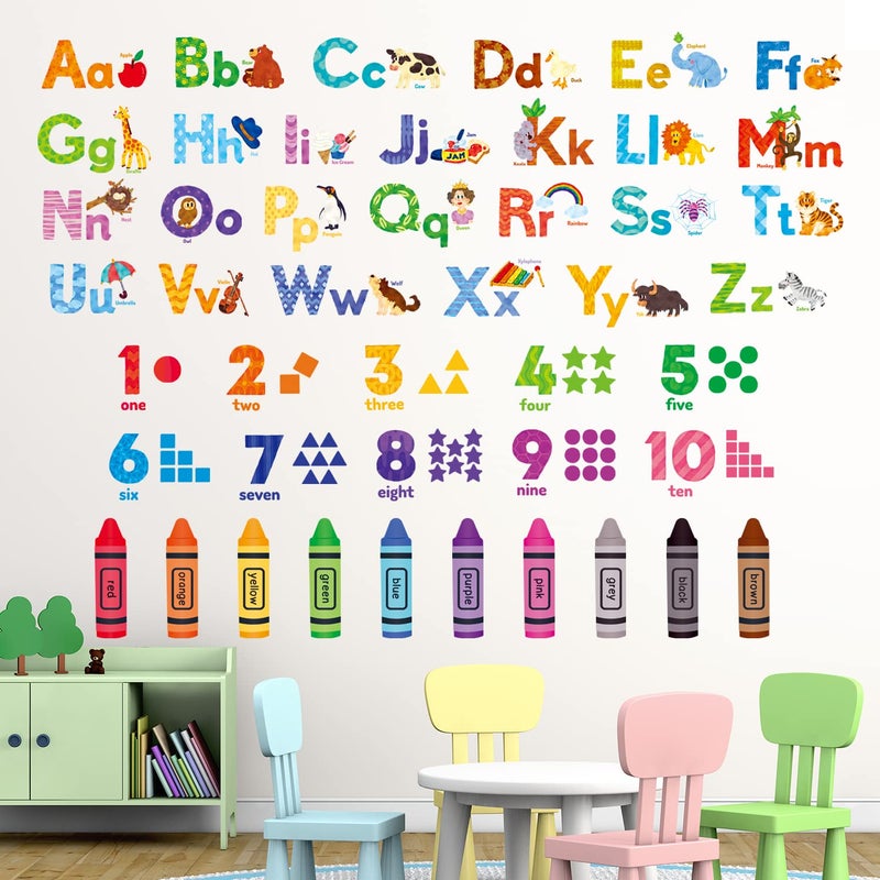 DECOWALL DS-8044 Animal Alphabet Numbers Colour Decals Stickers Kids Peel and Stick Removable for Room dÃ©cor Letters ABC Classroom playroom Decorations Educational Bedroom Nursery - Image 2
