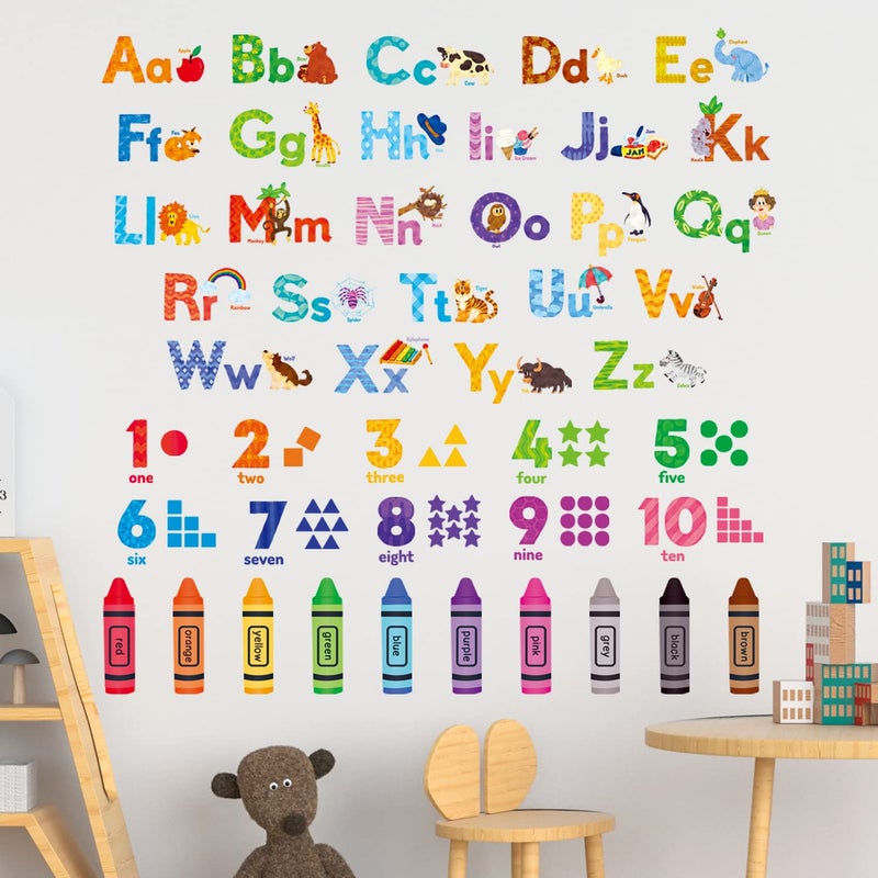 DECOWALL DS-8044 Animal Alphabet Numbers Colour Decals Stickers Kids Peel and Stick Removable for Room dÃ©cor Letters ABC Classroom playroom Decorations Educational Bedroom Nursery - Image 4