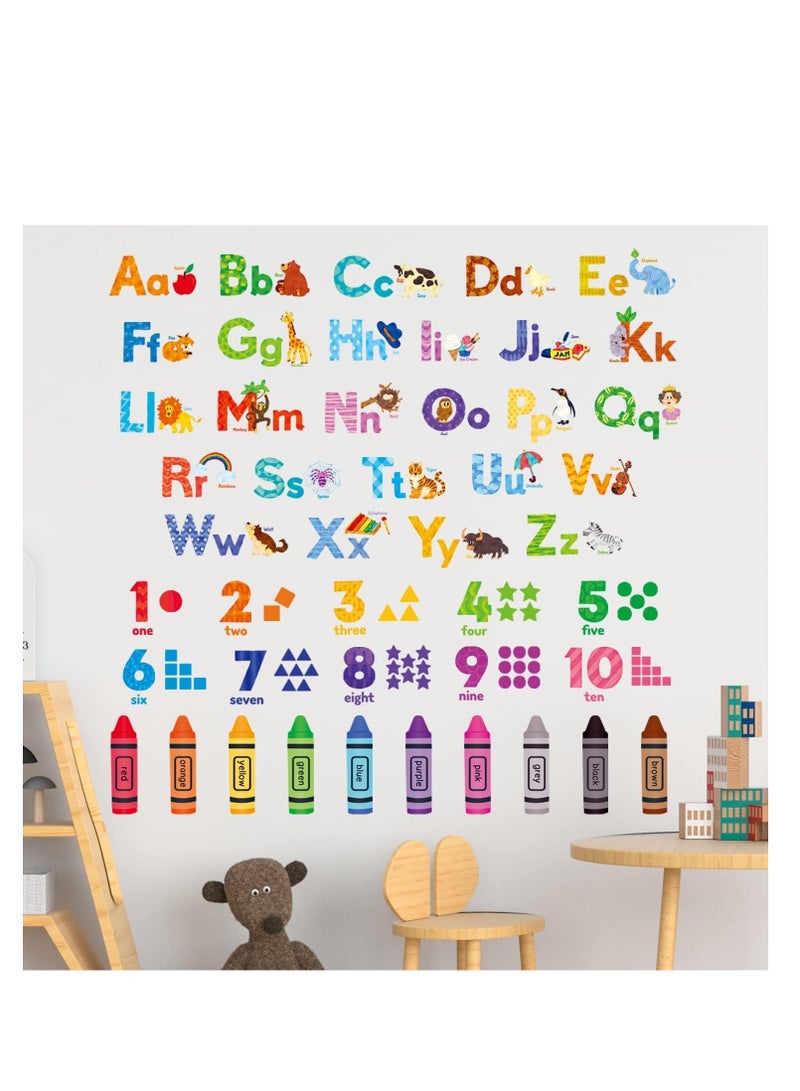 Decowall Decowall DS-8044 animal alphabet numbers colour decals stickers kids peel and stick removable for room decor letters ABC classroom playroom decorations educational bedroom nursery  - Image 3