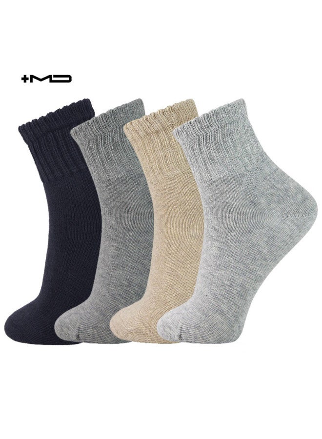 Combed Cotton Mid-Calf Loose Mouth Socks For Men And Women, Wide Mouth Socks, Loose Cotton Socks, Soft And Breathable, 4 Pairs Pack - Image 5