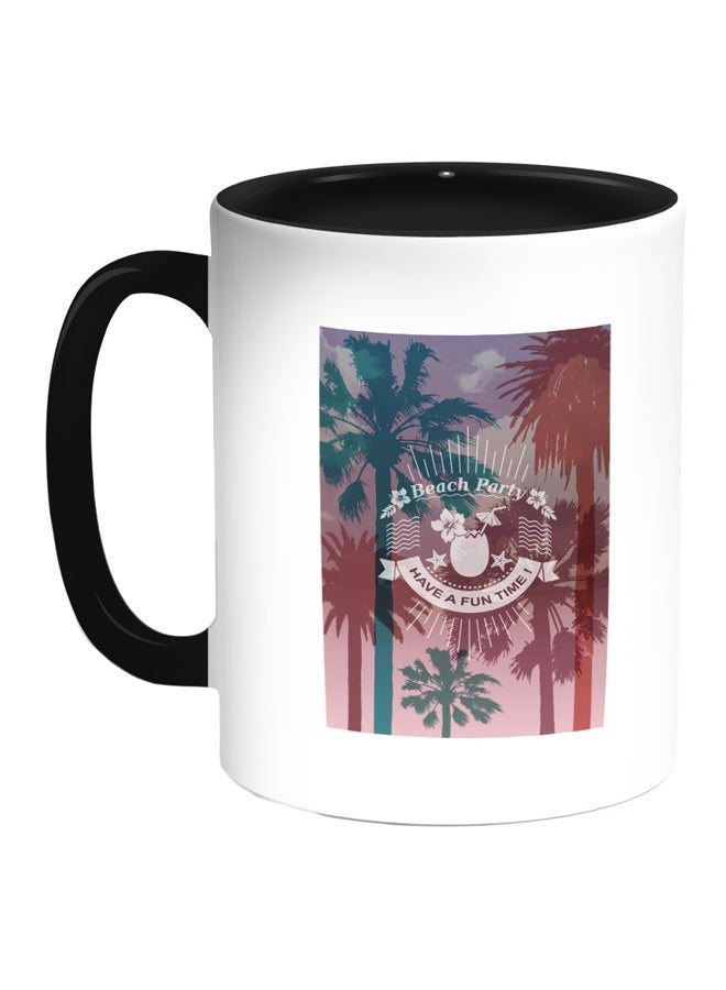 Beach Party Printed Coffee Mug Blue/White/Black 11ounce