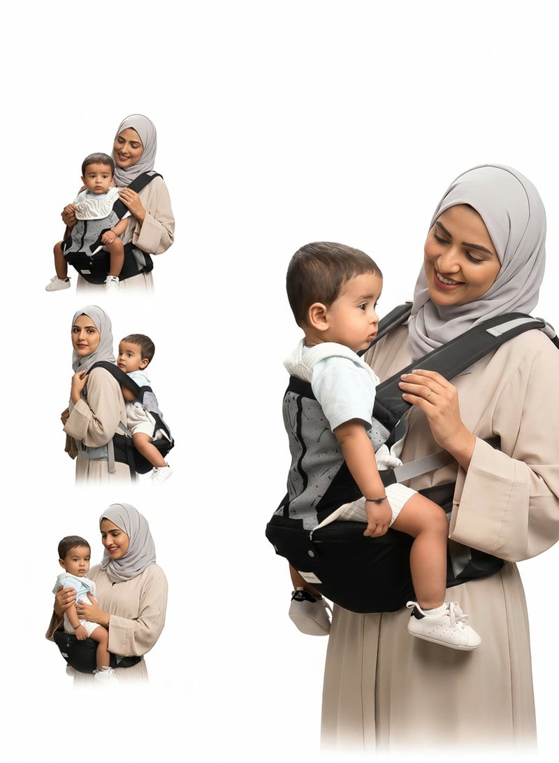 BAYBEE Neonest Hip Seat Baby Carrier for 0 to 3 Year Baby | Baby Carrier for New Born with 6 Carry Position | Adjustable Hands Free Baby Carry Bag with Lumbar Support & Wide Seat Cushion | Babies Kangaroo Bag with Multi Storage Packet & Breathable Mesh Fabric Black - Image 1