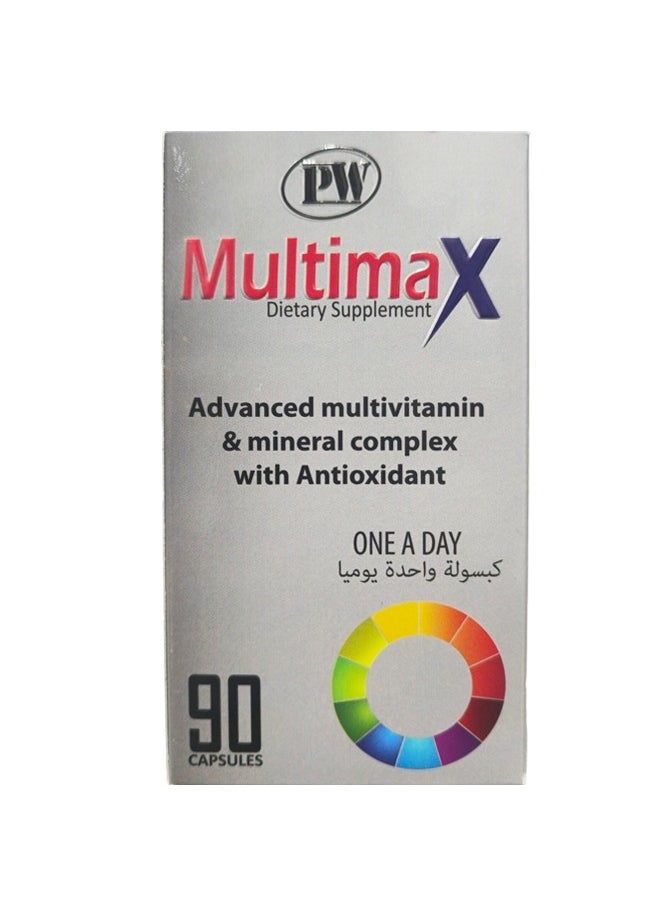 MultiMax Dietary Supplement - Advanced Multivitamin & Mineral Complex with Antioxidant, One-A-Day - 90 Capsules