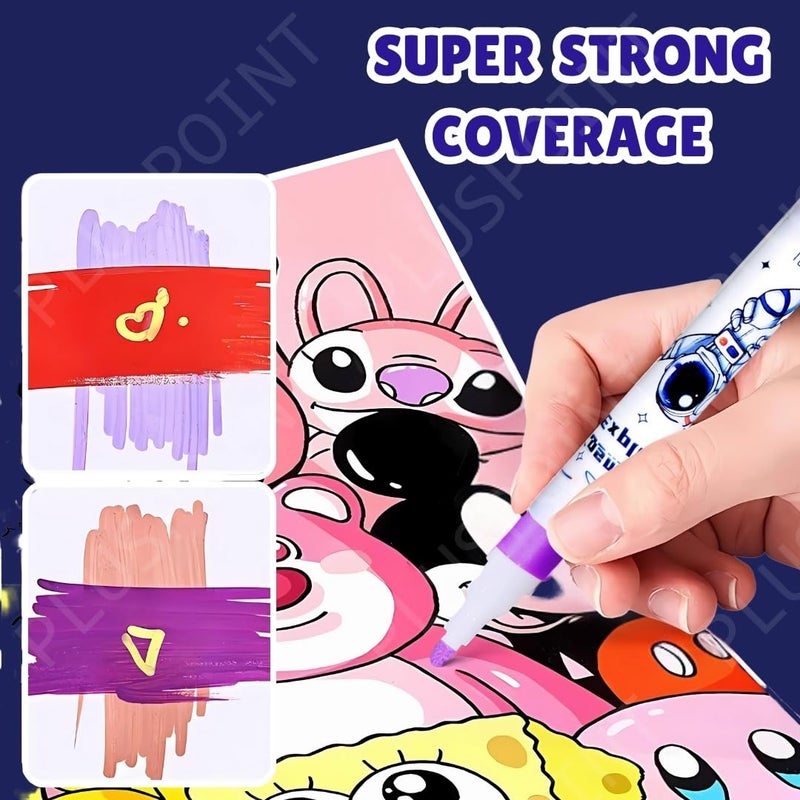PLUSPOINT 48 Colors Acrylic Paint Markers Set,Space Theme Acrylic Paint Pens with Medium Tip for Kids Adults, Fabric Markers for Rock Painting, Stone, Canvas, Wood, Paper, Glass, Ceramic, Plastic - Image 3