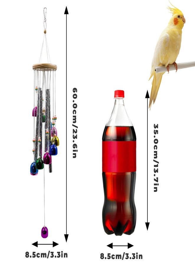 MHLLGN Parakeet Toys with Colorful Bells and Shining Sticks, Bird Cage Accessories Wind Chimes for Chewing, Chew Toys for African Grey, Budgies, Cockatiels, Lovebirds, Conures, Quakers, Small to Medium Birds - Image 3