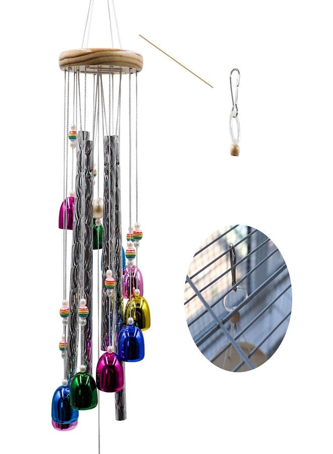 MHLLGN Parakeet Toys with Colorful Bells and Shining Sticks, Bird Cage Accessories Wind Chimes for Chewing, Chew Toys for African Grey, Budgies, Cockatiels, Lovebirds, Conures, Quakers, Small to Medium Birds - Image 4