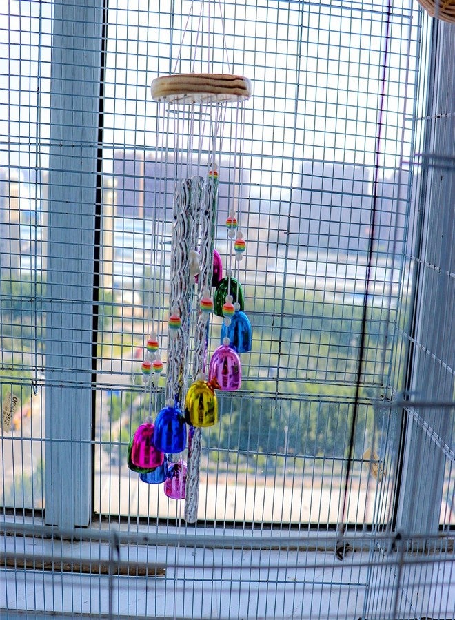 MHLLGN Parakeet Toys with Colorful Bells and Shining Sticks, Bird Cage Accessories Wind Chimes for Chewing, Chew Toys for African Grey, Budgies, Cockatiels, Lovebirds, Conures, Quakers, Small to Medium Birds - Image 5