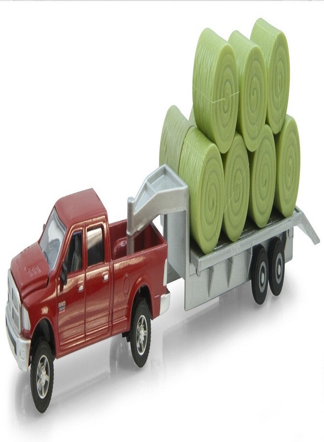 Ertl Dodge Pickup with Diecast Trailer and Bales, 1:64-Scale - Image 1