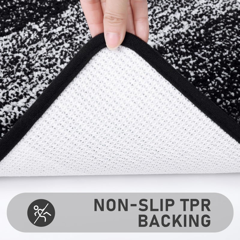 Bsmathom Bath Rug Set 4 Piece with Toilet Lid Cover and Rug Set, Non Slip Bath Mats Soft Shaggy Absorbent Bathroom Mat with U-Shaped Toilet Mat for Bathroom Tub and Shower, Black - Image 4
