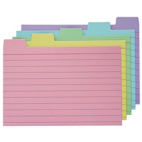 Olivo 100 Pack Tabbed Index Cards 4x6 Lined Index Card Dividers with Tabs 4" x 6", Colored, 220 GSM Thick Paper - Image 1