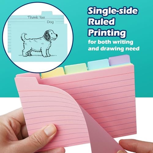 Olivo 100 Pack Tabbed Index Cards 4x6 Lined Index Card Dividers with Tabs 4" x 6", Colored, 220 GSM Thick Paper - Image 4