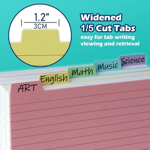 Olivo 100 Pack Tabbed Index Cards 4x6 Lined Index Card Dividers with Tabs 4" x 6", Colored, 220 GSM Thick Paper - Image 5