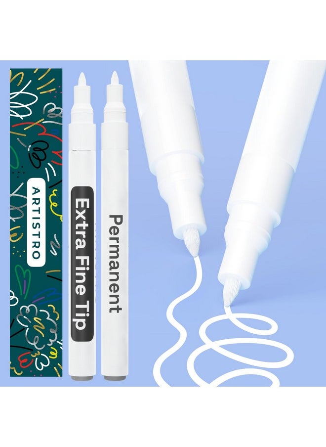ARTISTRO - ARTISTRO 2 White Permanent Marker - Waterproof Markers for Fabric, Rocks, Glass, Wood, Paper - Oil Based Paint Pens - Extra-Fine Tip 0.7mm - Image 1