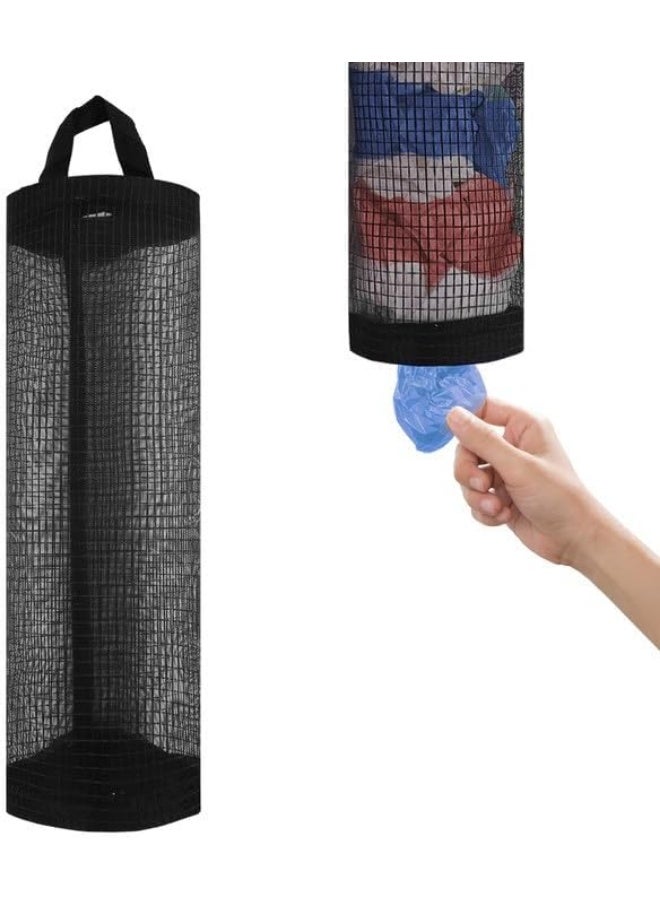Grocery bag holder, breathable mesh bag dispenser for organizing garbage bags, black hanging storage dispensers - 1 piece - Image 1