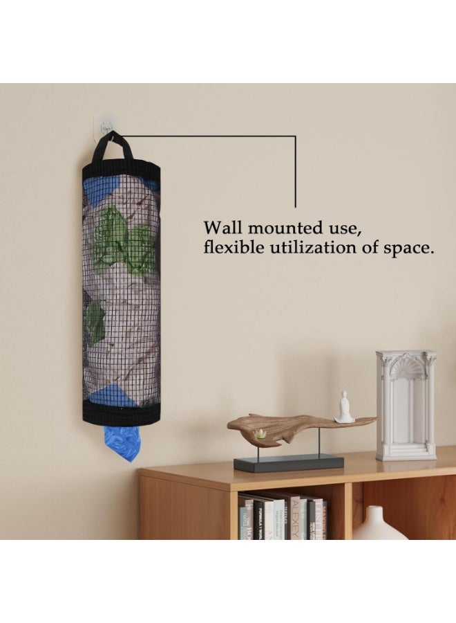 Grocery bag holder, breathable mesh bag dispenser for organizing garbage bags, black hanging storage dispensers - 1 piece - Image 4