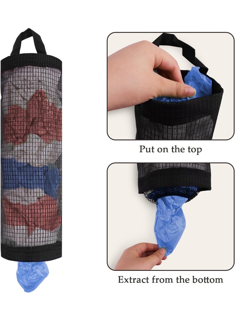 Grocery bag holder, breathable mesh bag dispenser for organizing garbage bags, black hanging storage dispensers - 1 piece - Image 2