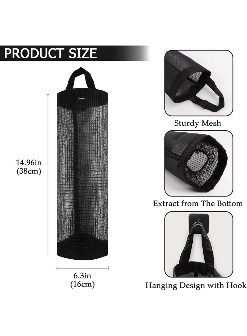 Grocery bag holder, breathable mesh bag dispenser for organizing garbage bags, black hanging storage dispensers - 1 piece - Image 3