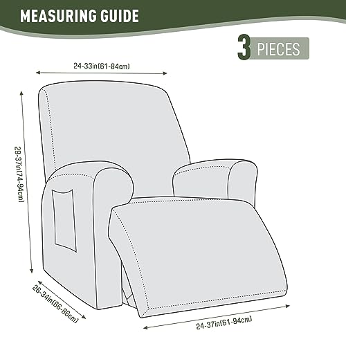 KinCam Recliner Covers, Stretch Reclining Chair Covers, Recliner Sofa Slipcovers Stripe Jacquard Recliner Couch Covers Furniture Protector Covers for Pet Kid (1 Seater, Light Green) - Image 2