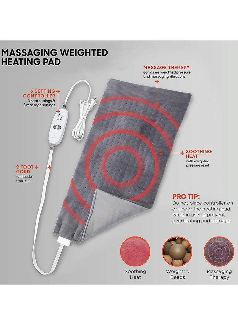 Shopit Electric Heated Massaging Pad Weighted Heating Therapy Pad Massager Vibrating Wrap Shawl For Neck Back Shoulder Hip Waist Lumbar Tummy Ankle Muscles Whole Body Pain Relief - Image 3