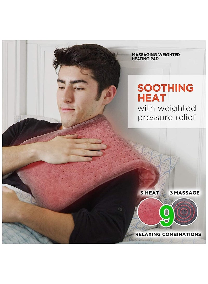 Shopit Electric Heated Massaging Pad Weighted Heating Therapy Pad Massager Vibrating Wrap Shawl For Neck Back Shoulder Hip Waist Lumbar Tummy Ankle Muscles Whole Body Pain Relief - Image 4