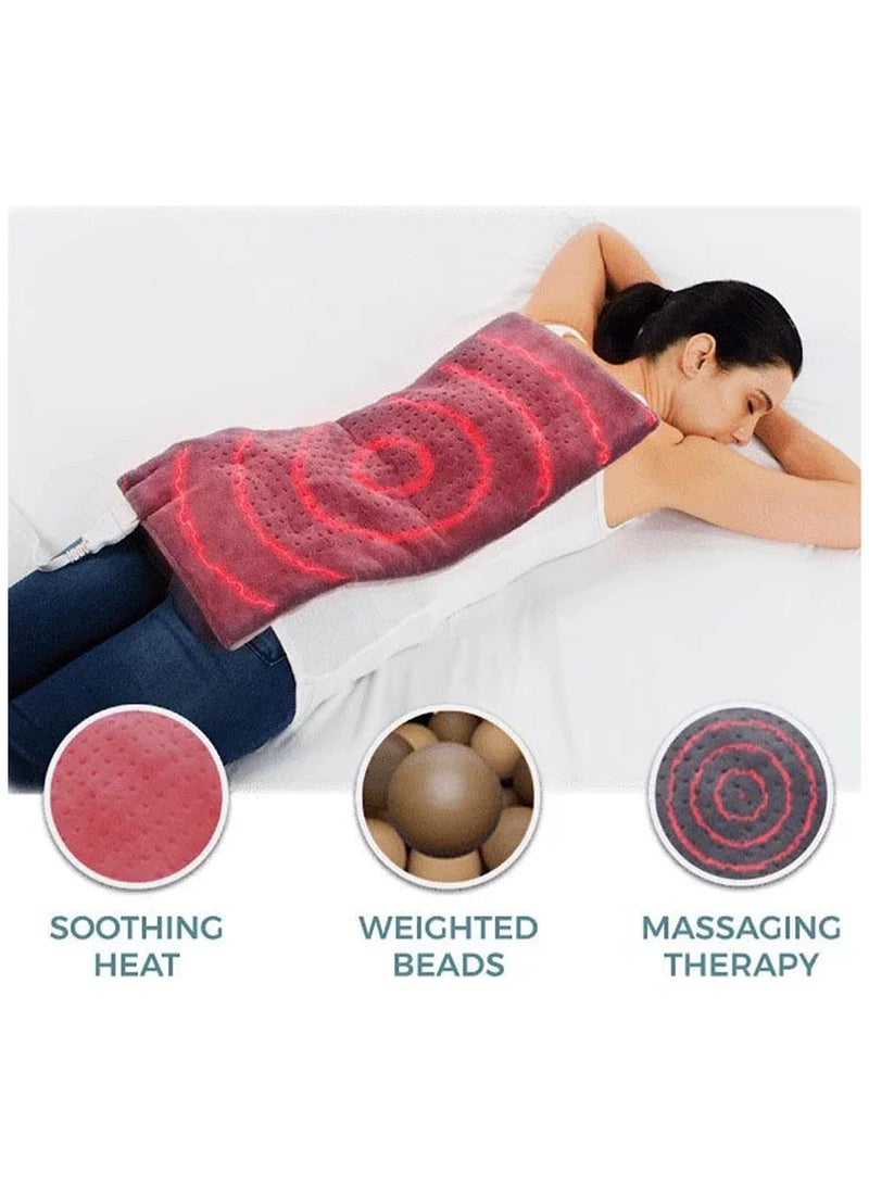 Shopit Electric Heated Massaging Pad Weighted Heating Therapy Pad Massager Vibrating Wrap Shawl For Neck Back Shoulder Hip Waist Lumbar Tummy Ankle Muscles Whole Body Pain Relief - Image 5