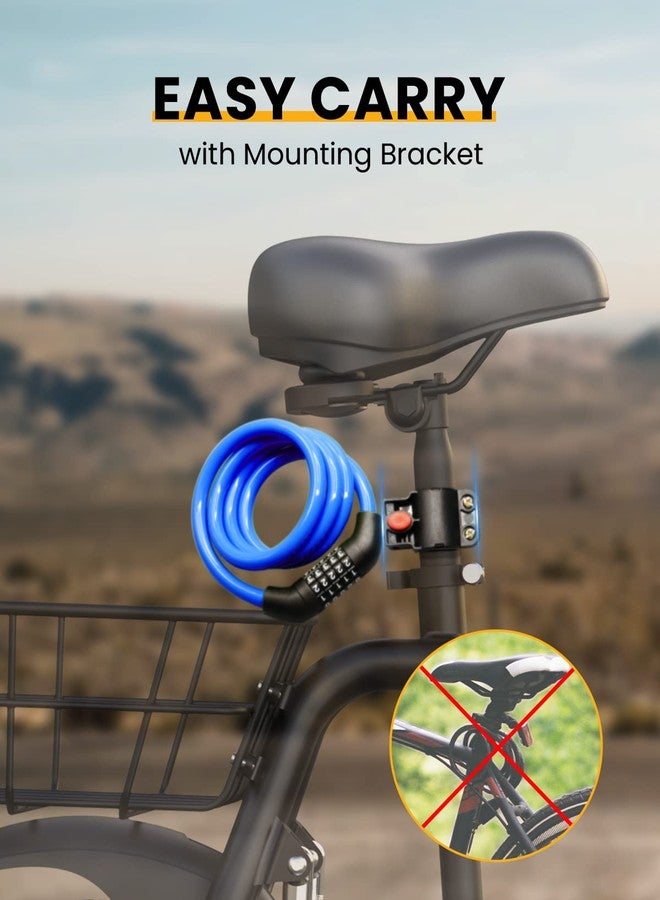 KEYSTP Bike Lock Cable with Combination,High Security 5-Digit Resettable Combination Bicycle Lock Anti-Theft, Scooter Lock with Mounting Bracket for Bikes and Scooters(Blue) - Image 4