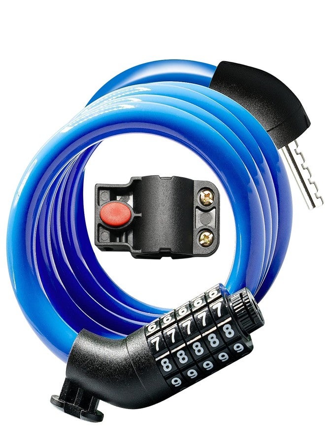 KEYSTP Bike Lock Cable with Combination,High Security 5-Digit Resettable Combination Bicycle Lock Anti-Theft, Scooter Lock with Mounting Bracket for Bikes and Scooters(Blue) - Image 1
