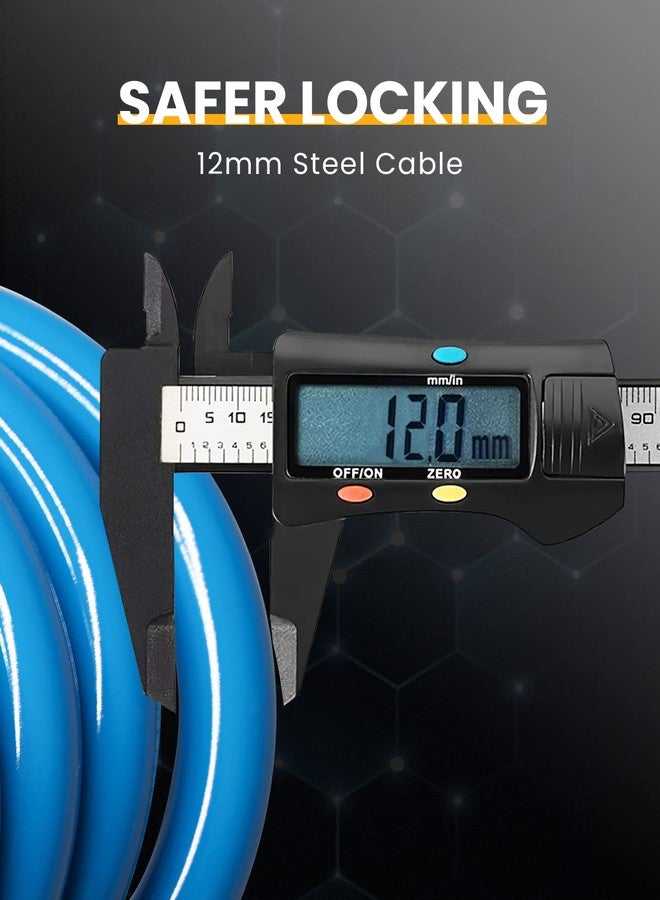 KEYSTP Bike Lock Cable with Combination,High Security 5-Digit Resettable Combination Bicycle Lock Anti-Theft, Scooter Lock with Mounting Bracket for Bikes and Scooters(Blue) - Image 2