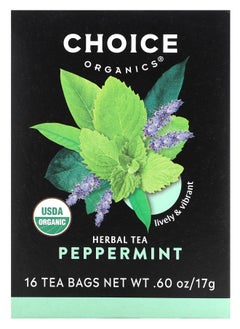 Choice Organic Teas Herbal Tea Peppermint Caffeine Free  16 Tea Bags .60 oz (17 g) 