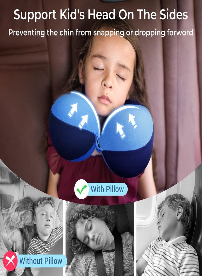 COOLBEBE Kids Travel Neck Pillow, Softly Double Support Travel Pillow for Car & Airplane, Traveling Gifts for Toddler & Children (1, Haze Blue) - Image 5