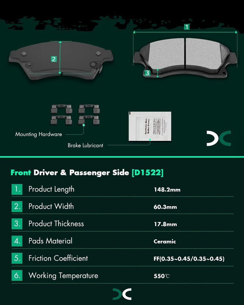 SCITOO D1522 Front Ceramic Brake Pads Sets Fit For Chevrolet Cruze 2011-2015,For Chevrolet Cruze Limited 2016,For Chevrolet Sonic 2012-2017 - Image 3