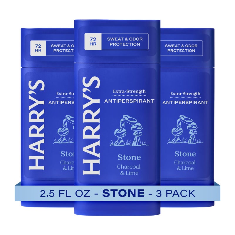 Harrys ExtraStrength Antiperspirant Deodorant Sweat  Odor Control Antiperspirant for Men Stone 25 oz Pack of 3