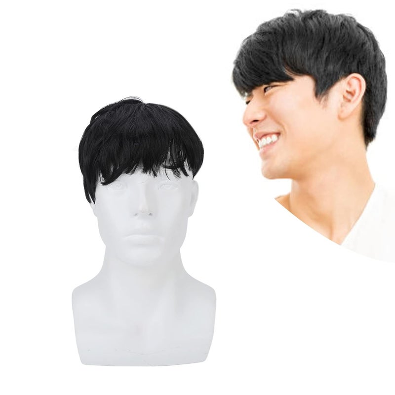Brrnoo Men Short Wig Black Wig Synthetic Heat Halloween Cosplay Hair Wig Male Guy Daily Cosplay Party Wigs